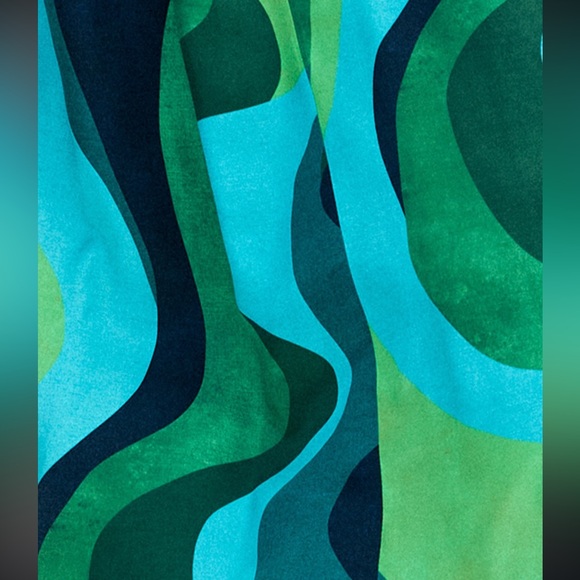 Veronika Maine Emerald Green Swirling Pattern Modernist Maxi Dress 10 EUC - Picture 3 of 10